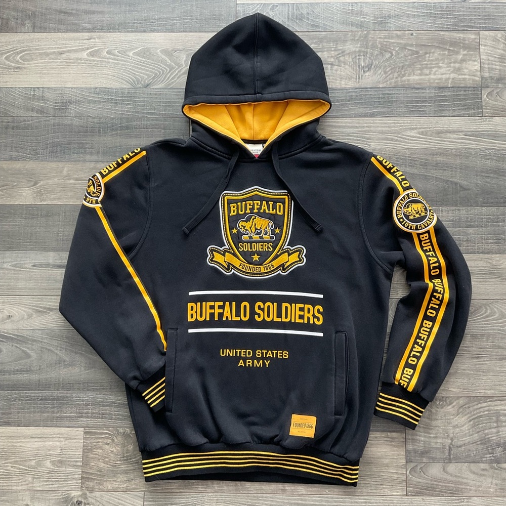 Bigboy HeadGear Army Buffalo Soldiers 1866 Hoodie Men’s MEDIUM Black Embroidered